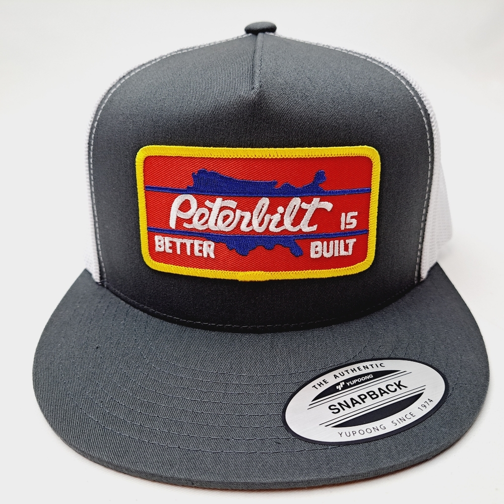 Peterbilt Embroidered Patch Flat Bill Mesh Snapback Trucker Cap Hat